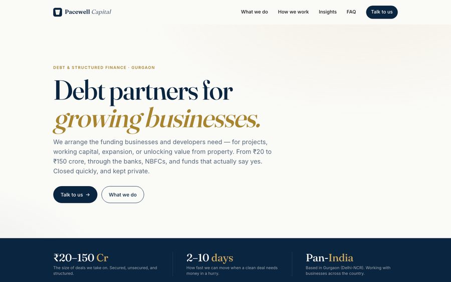 pacewell.in homepage