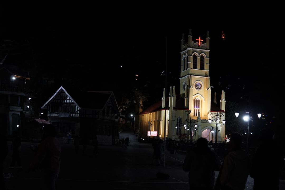 a church at night